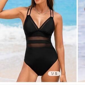 NWT Cupshe Black Strappy Swimsuit